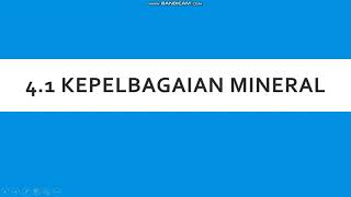 Sains Tingkatan 3|Bab 4.1 Kepelbagaian Mineral