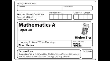 IGCSE Edexcel | Math A | May 2015 | Paper 3H