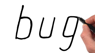 How to turn word BUG into cartoon ladybug drawing