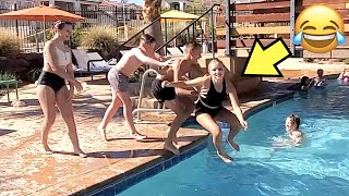 TEENAGE BOYS THROW CHEERLEADERS in the POOL! 💦