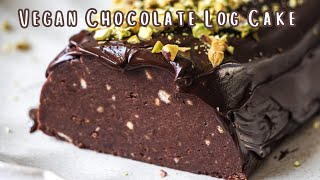 Vegan Log Cake | No Bake Chocolate Dessert | Bit Healthier