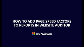 How to add Page Speed factors to your reports in WebSite Auditor?