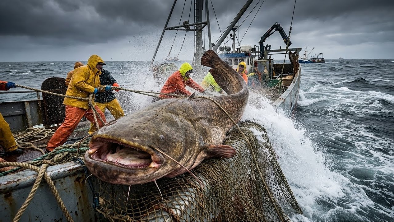 NOT A MYTH: 500kg Giant Catfish Sea Monster Drags and Wraps the Boat