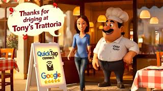 Chef Tony gets 5-star reviews fast with QuickTap A-Frames linked to his Google Review page.