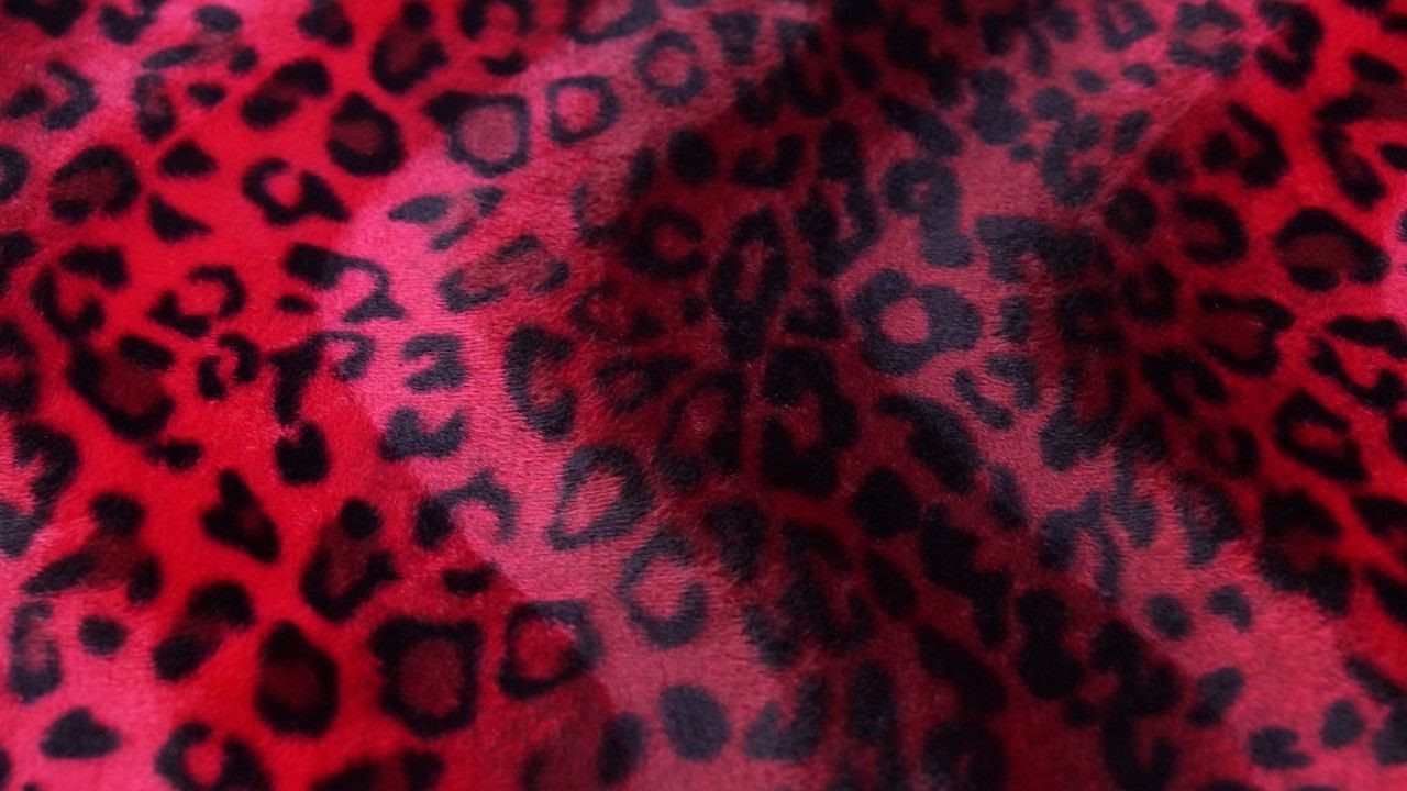Velboa Print Leopard Red Fabric Base