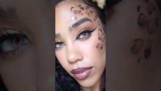 Easy Cheetah Halloween Makeup Tutorial with Brown Contact Lenses