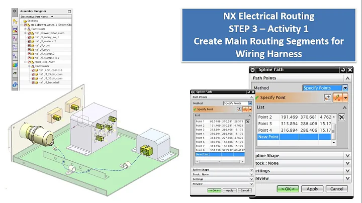 NX Electrical Routing - STEP 3 Activity 1 : Create Main Routing Path Curve for Wiring Harness
