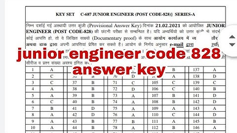 Junior engineer code 828 hpssc answer key || HPSSC 828 CODE Answer KEY 2021 || JUNIOR ENGINEER 828