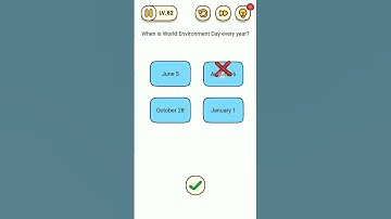 Brain Find Level 63 When is world environment day every year.