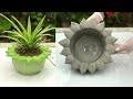 Make Your Own Potted Plants From Plastic And Cement Baskets