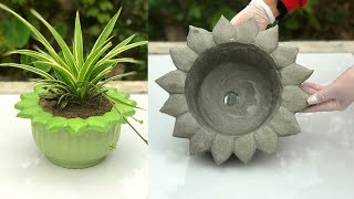 Make Your Own Potted Plants From Plastic And Cement Baskets