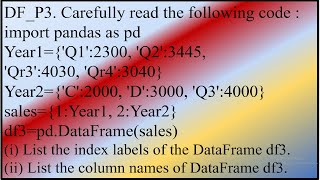 Create the dataframe from 2D dictionary, list the index labels and columns name of the DataFrame df3