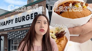 (Eng Sub) 드디어 찾은 토론토 다운타운 햄버거 맛집🍔 | Five Guys Burger보다 맛있는 HAPPY BURGER🧡