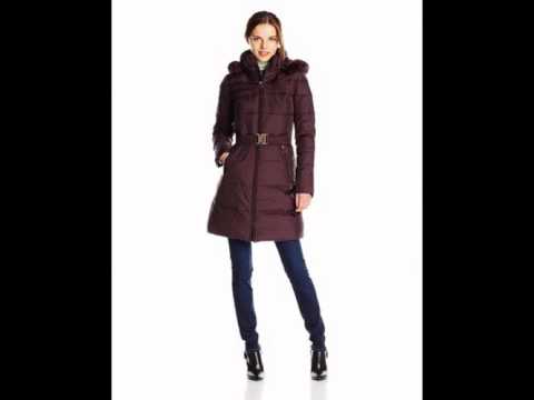 T Tahari Women's Mali Down Coat Faux Fur Hood OS28