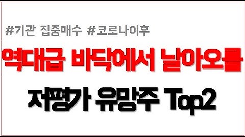 [주식] 기관들이 저평가 우량주로 역대급 바닥에서 사모으는 주식추천 top2