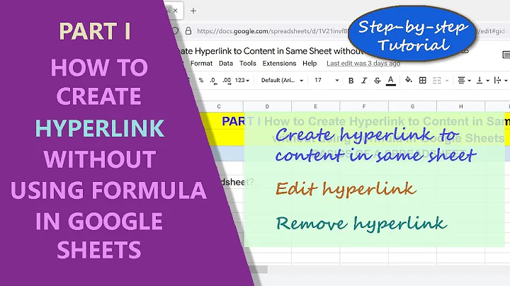 Google Sheets | Create Hyperlink without Using Formula | Edit | Remove Link | Spreadsheet Tutorial