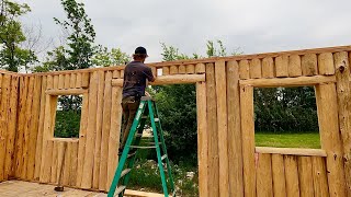 Building A Log Cabin To Raise My Family In | Final Logs | Severe Storm