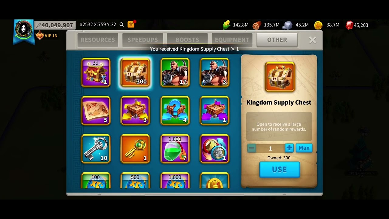 Rise of Kingdoms - Marauders, 300 Kingdom Supply Chest Rewards