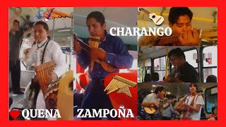 🔥 CHARANGO, QUENA Y ZAMPOÑA en los carros de Lima, Perú | Música andina con quena, charango zampoña
