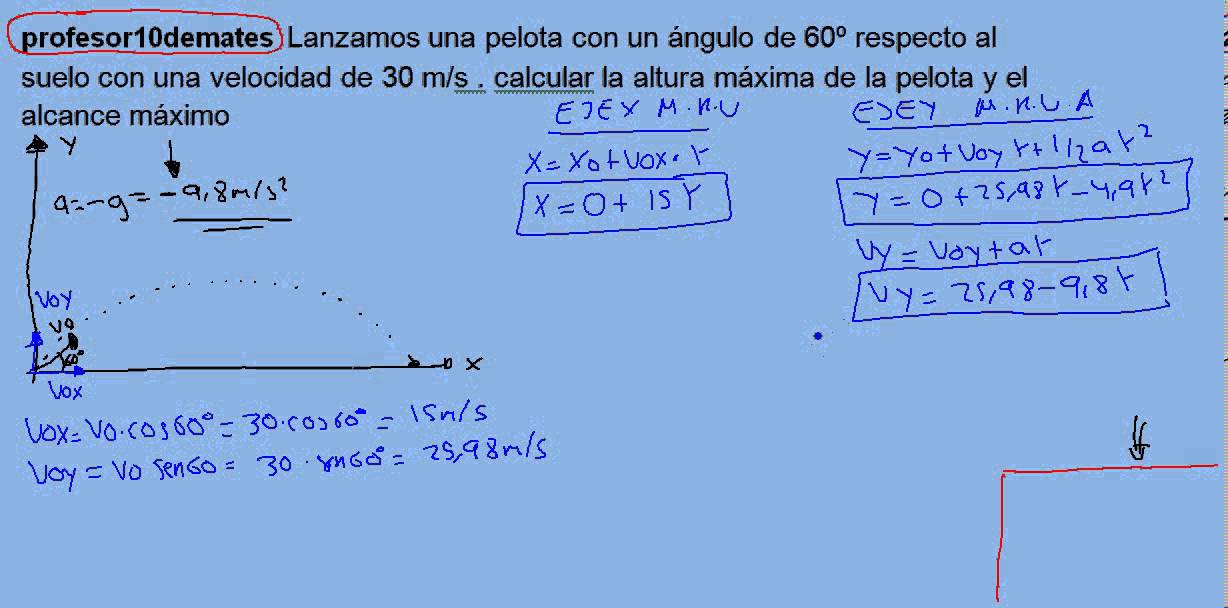 tiro oblícuo 01a parabólico ejercicio resuelto - YouTube