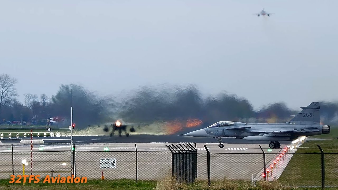 [4K] Mass Launch 32 fighter jets | Ramstein Flag 2025 Leeuwarden air base