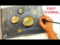 GOLD CHRISTMAS Ornaments Painting Tutorial | EASY Acrylic Painting DIY