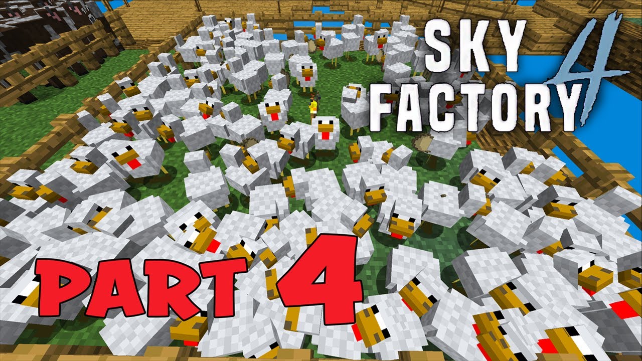CHICKENS! - Minecraft Sky Factory 4 Part 4 - YouTube