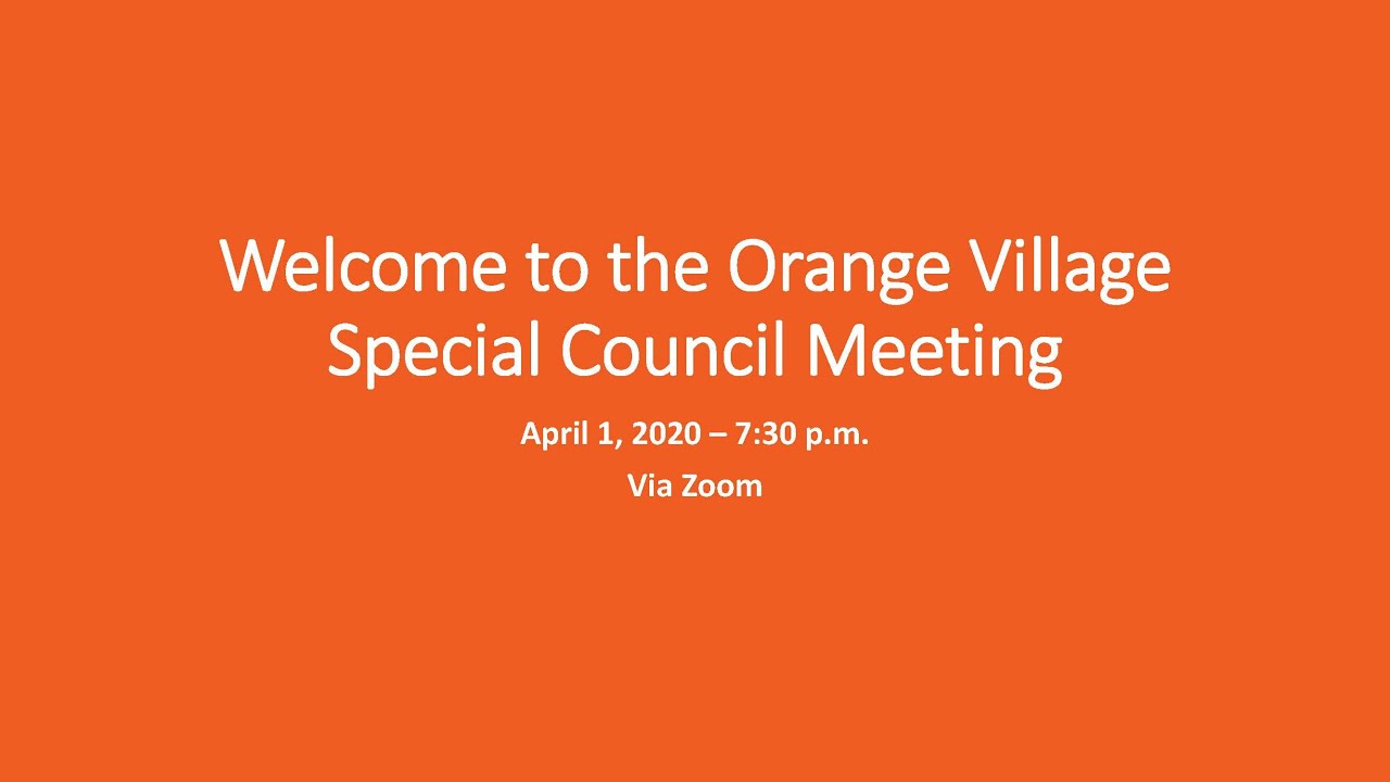 Orange Village Ohio Special Council Meeting April 1, 2020 YouTube