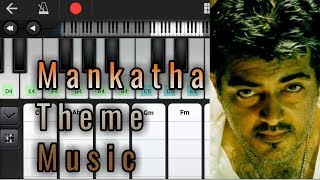 Mankatha theme music with notes and chords played using mobile piano :
scale cm a#cc# c g , f, d#, d ...