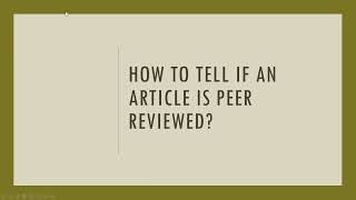 Link to newer video in the description below. How to tell if an article is peer reviewed