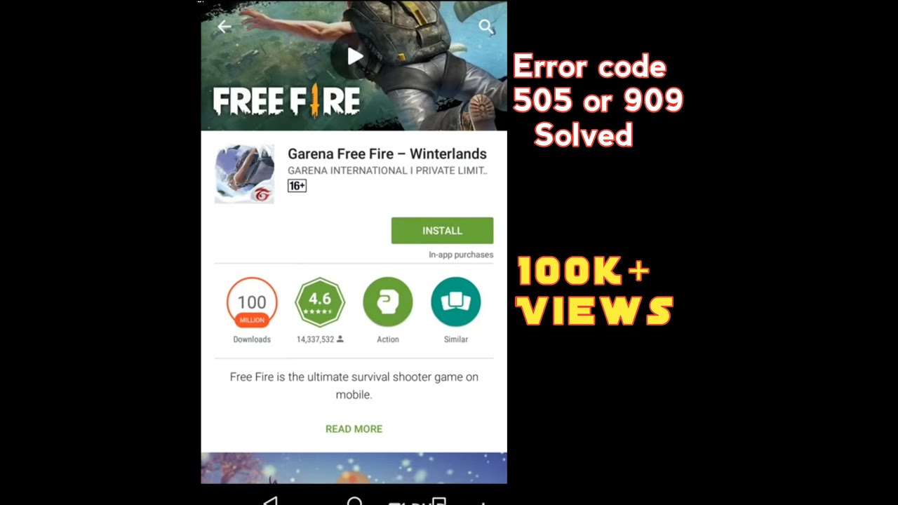 How To Fix Free Fire Can T Install App Error Code 505 Or 909 In Google Play Store Youtube