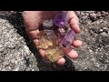 Crystal stone/Citrine/color Amethyst/quartz/Red crystal/surprise purple crystal in beach hard rocks