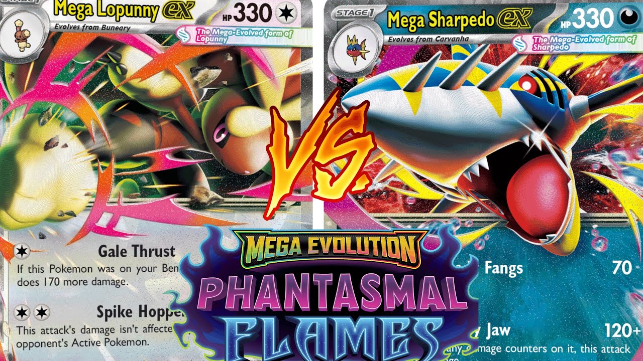 Mega Lopunny ex VS Mega Sharpedo ex Mega Evolution | Phantasmal Flames | Pokemon TCG