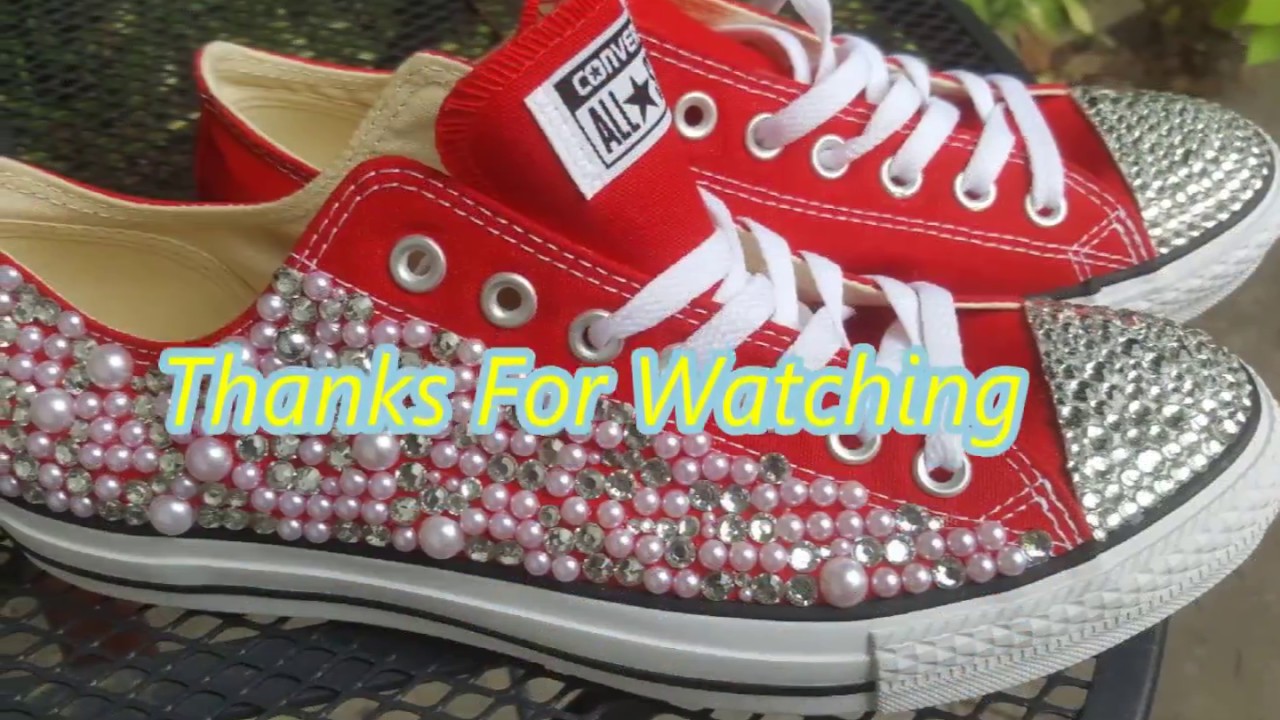 sneakers with pearls and rhinestones