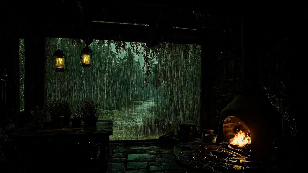Fall Easily into DEEP SLEEP with Rain and Crackling Fireplace Sounds in ...