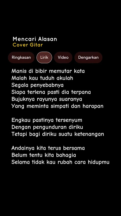 LIRIK LAGU MENCARI ALASAN - EXIST (Manis di bibir memutar kata) Cover Gitar #lyrics