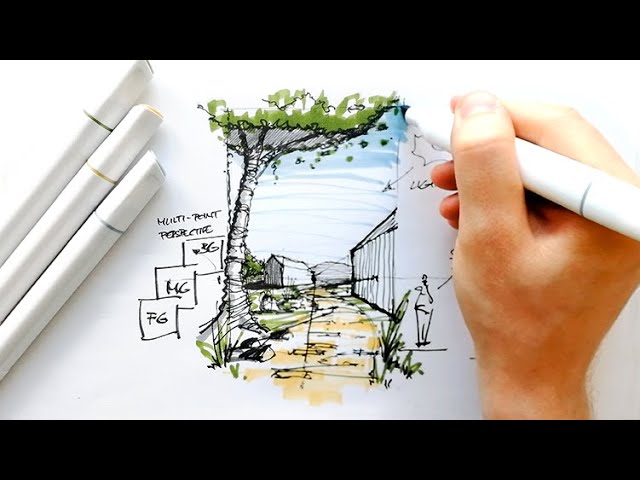 How to Draw Multi-Point Perspective Sketch with Color Markers — Sketch Like  an Architect