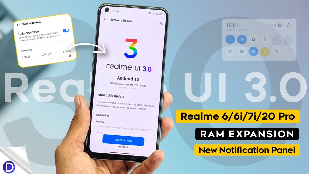 Realme UI 3.0 realme 6/6i/7i/20 Pro RAM Expansion New Notification