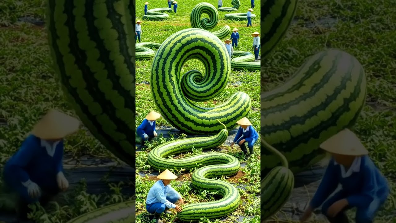 Farmer Grow Super Long Watermelon Like Snake Farming Farmers Farm Natural