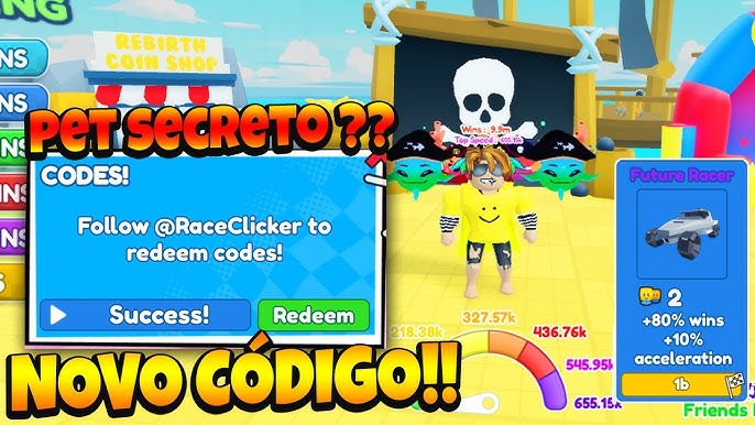 TODOS OS CÓDIGOS SECRETOS DO RACE CLICKER - ROBLOX 