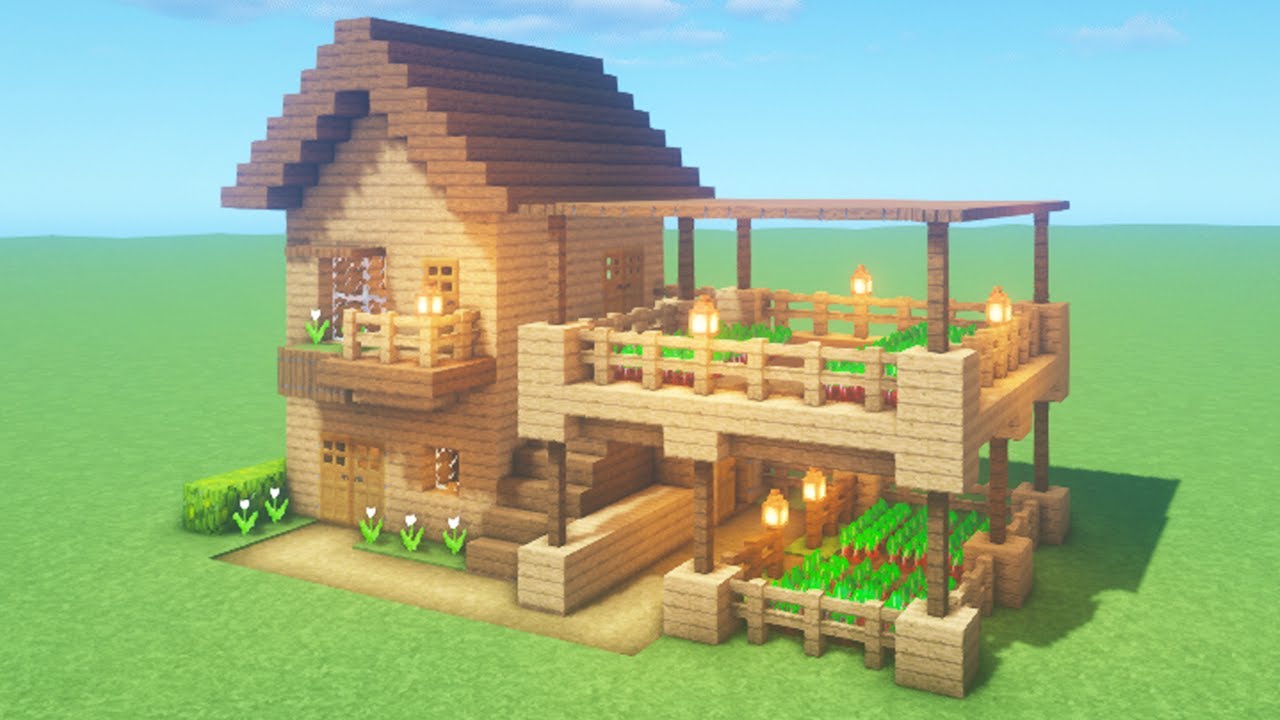 Minecraft Tutorial How To Make A Wooden Survival Farm House "20 Tutorial"