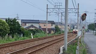 『まかさのC2が代走，18時代に2200系は珍しい，2200系2次車短スカラスト編成』名鉄2209F一部特別車特急名古屋行き，上ゲ駅から青山駅間