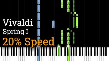 Spring, Mvt. 1 - The Four Seasons by Vivaldi (Slow Piano Tutorial) [20% Speed]
