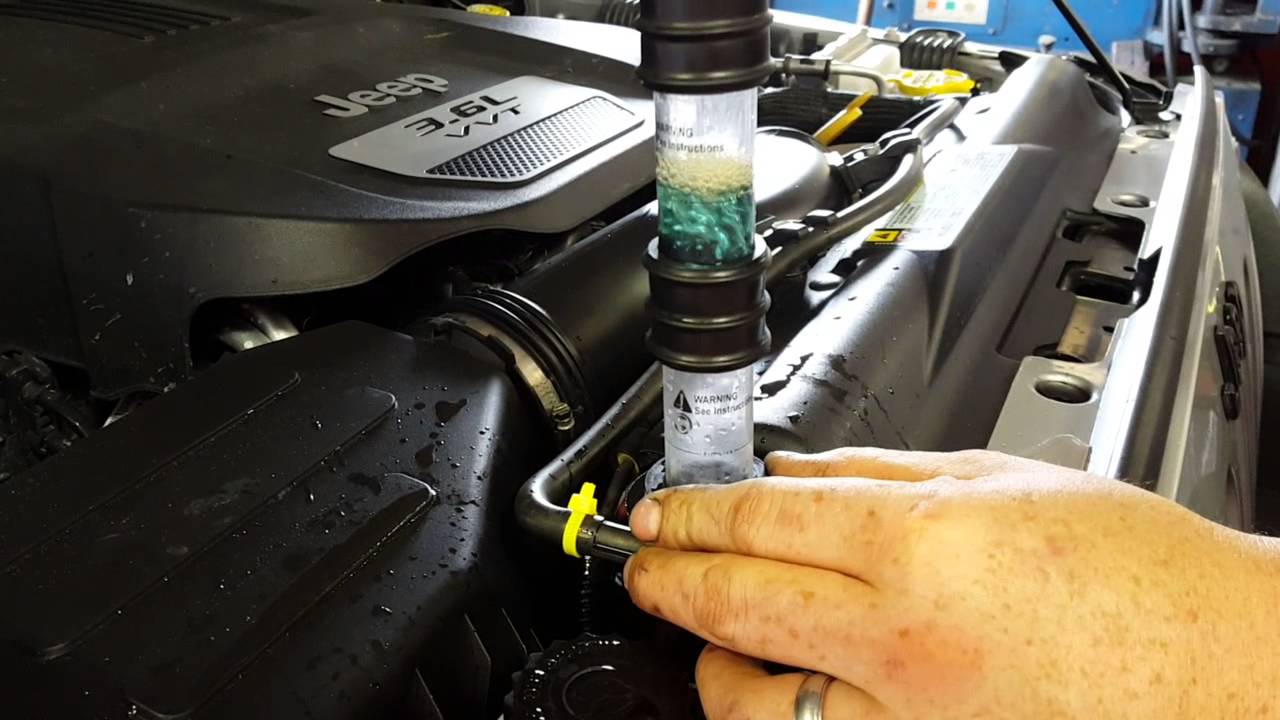 Jeep Wrangler head gasket leak test - YouTube