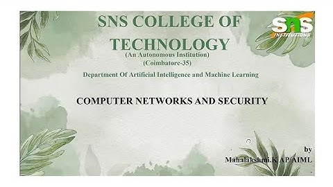 DT VIDEO | COMPUTER NETWORKS AND SECURITY | SNS INSTITUTIONS
