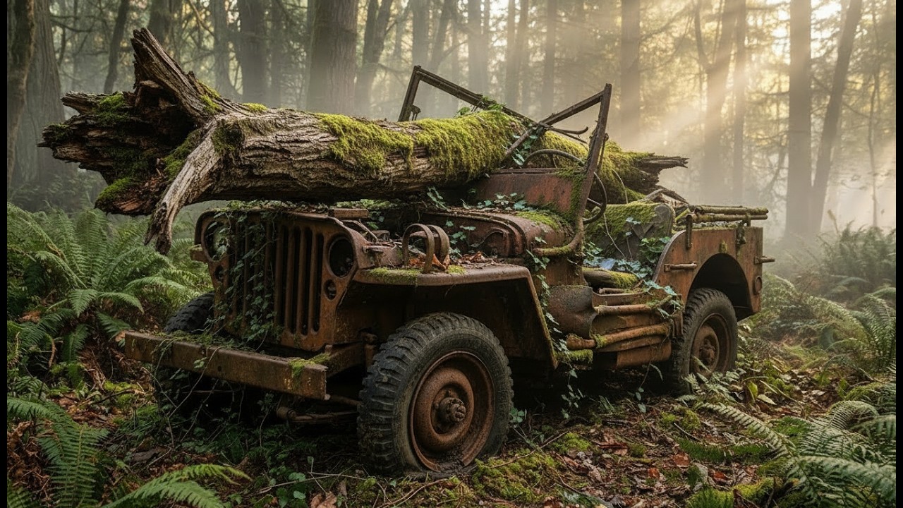 Swallowed by the Jungle… 1942 WWII Jeep Crushed by a Fallen Tree | ASMR Full Restoration
