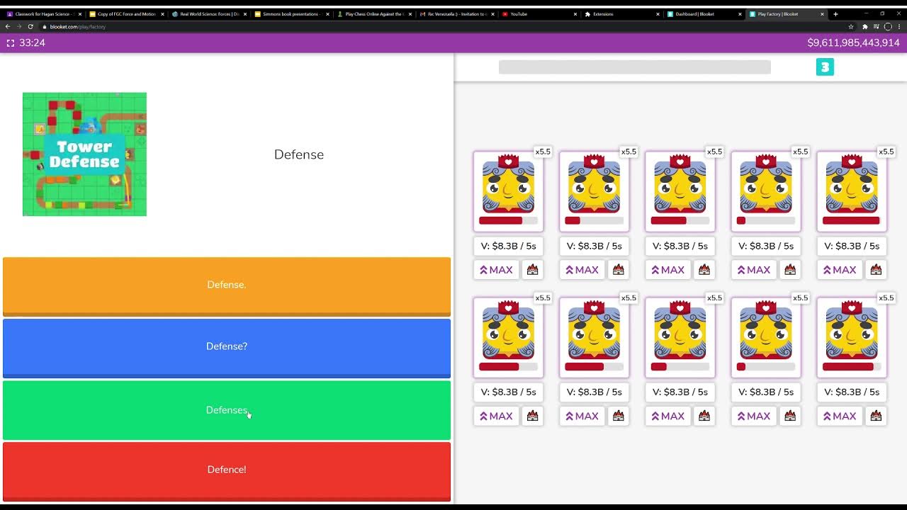 getting 10t money in blooket factory mode YouTube