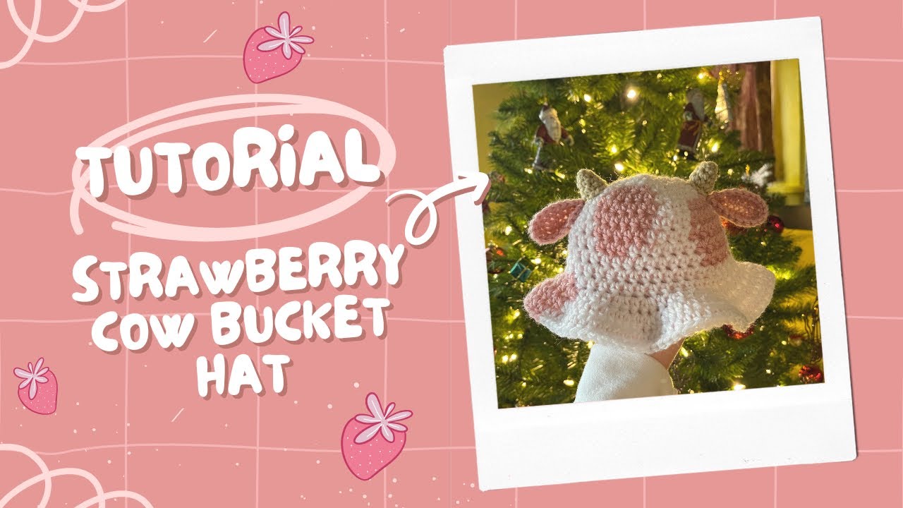 Crochet Bucket Hat | Strawberry Pink & White Crochet Bucket Hat Handmade New | Mercari main image 2