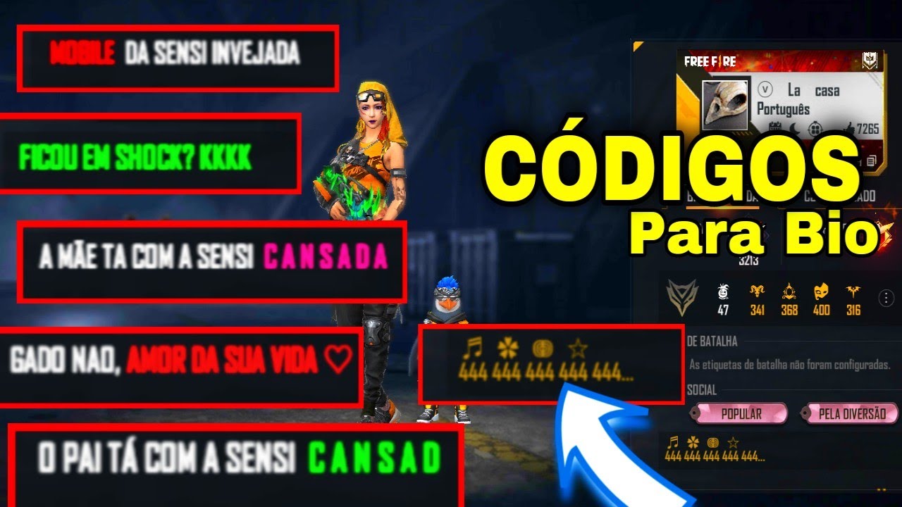 Bio para Free Fire colorida ― Códigos e frases para copiar