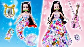 【鬼滅の刃】ねずこリカちゃん❤キラキラビジュードレスとビジューマーメイドに変身リメイク✨タカラトミー公式の禰豆子リカちゃん